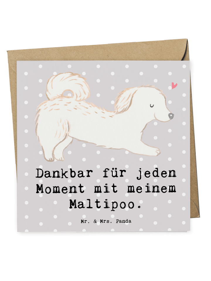Deluxe Karte Maltipoo Moment mit Spruch in Grau Pastell
