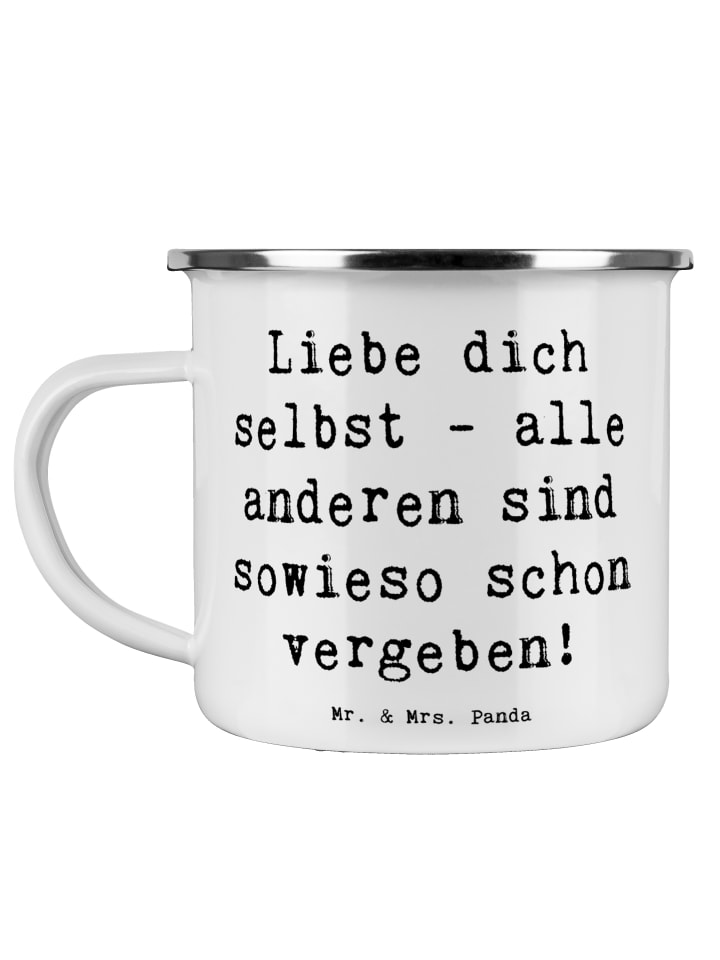 Becher Spruch Selbstakzeptanz Liebe mit Spruch in Weiß