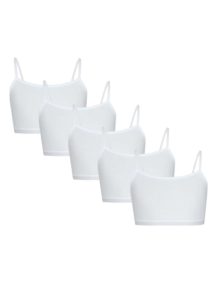 Mädchen Bustier mit Spaghettiträger 5er Pack in weiß