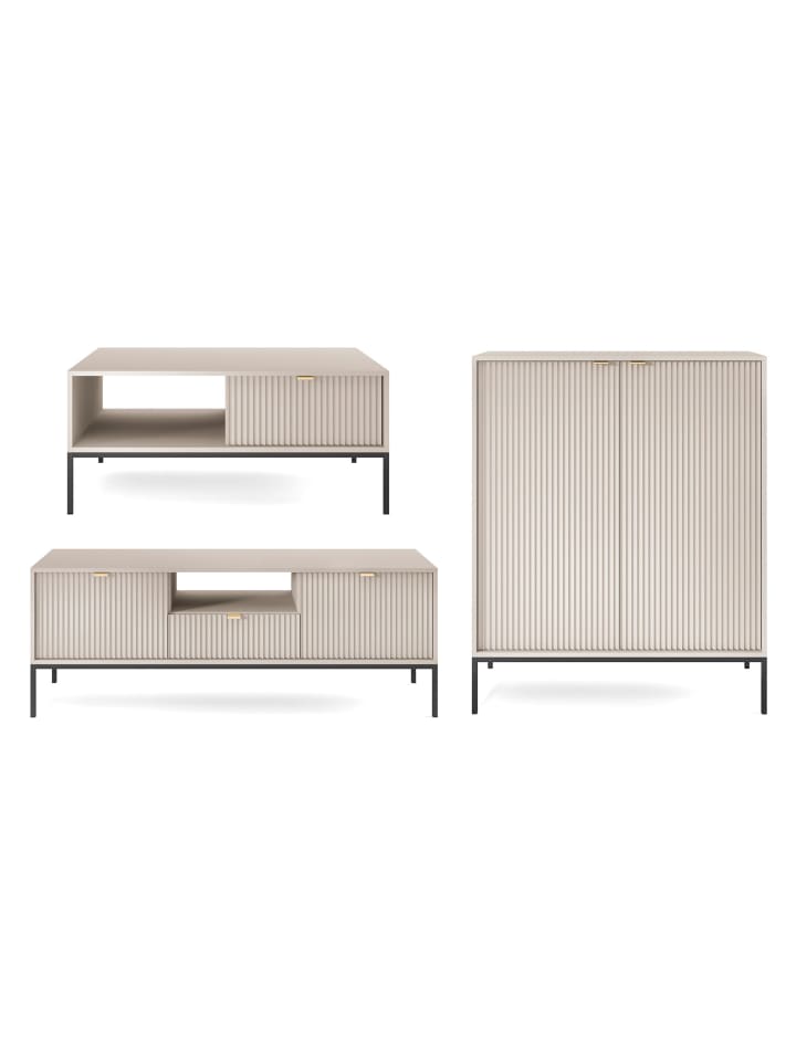 Wohnzimmer-Set Nova Kaschmir / Schwarz 3-teilig