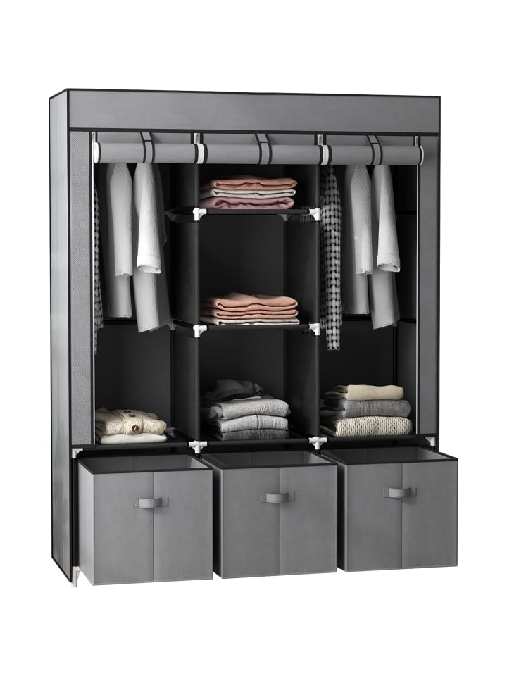Stoffschrank in Dunkelgrau 125L x 43B x 162,5H cm