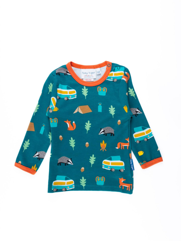 Langarmshirt mit Wohnmobil Print in grün