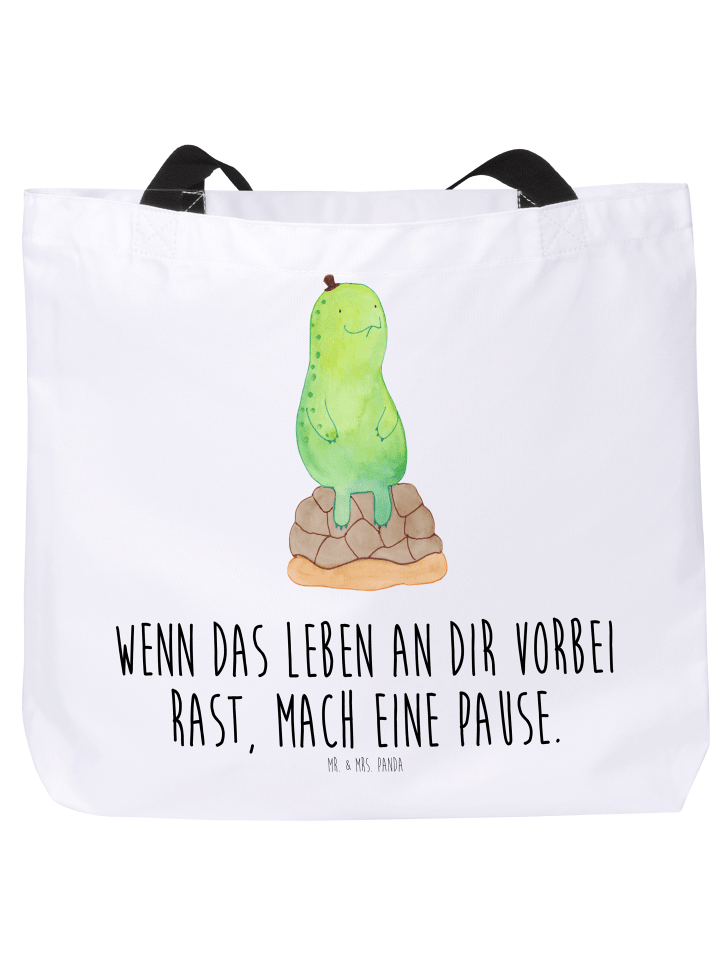 Beuteltasche Schildkröte Pause mit Spruch in Weiß