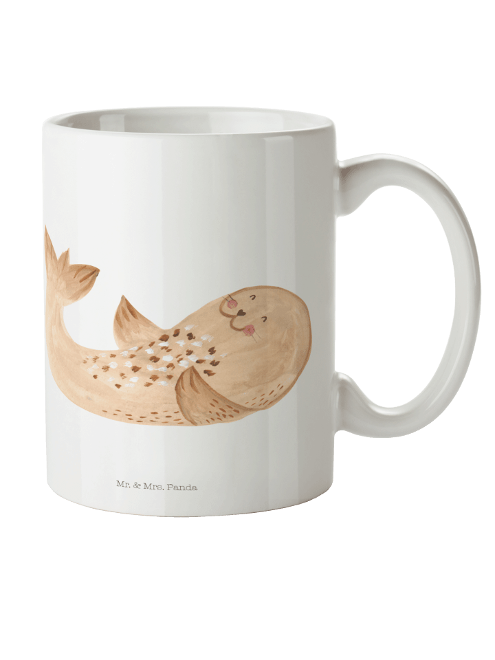 Kaffeebecher Robbe Liegen ohne Spruch in Weiß