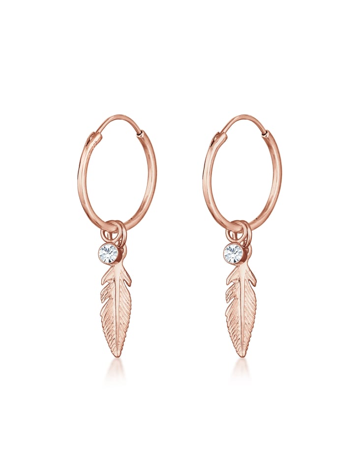 Ohrringe 925 Sterling Silber Feder in Rosegold