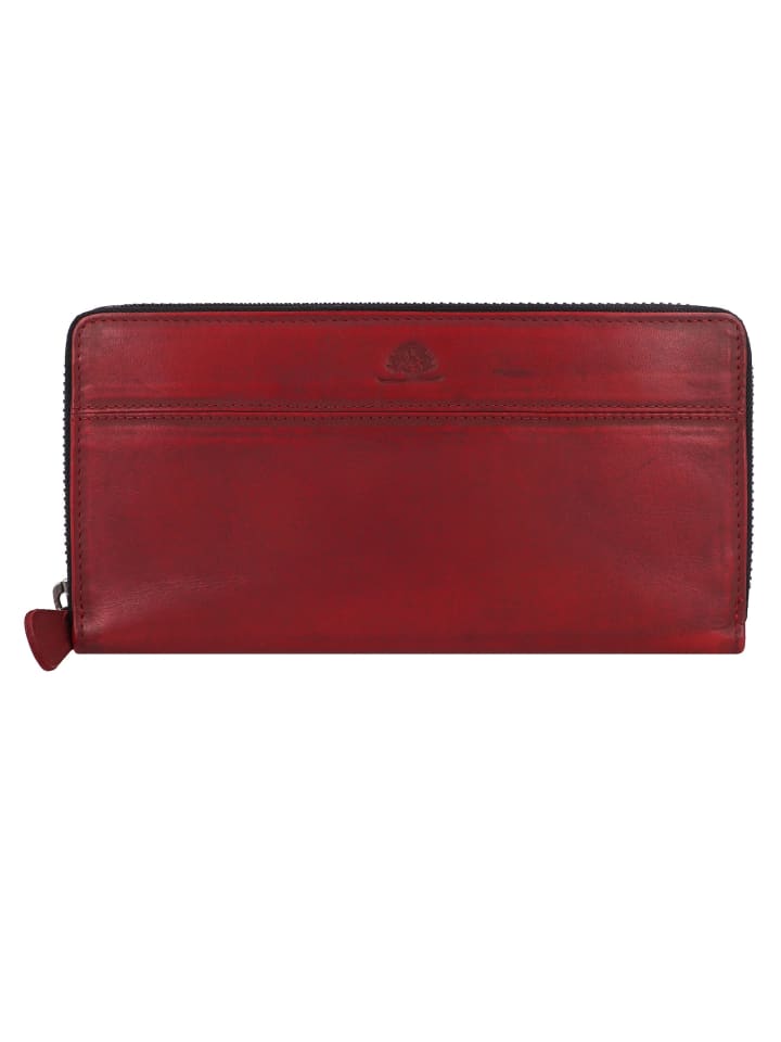 Destressed Geldbörse RFID Schutz Leder 19 cm deep red