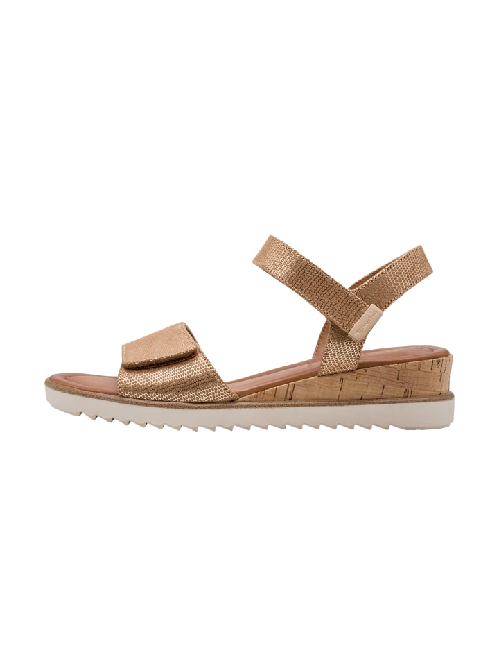 Sandalen mit Keilabsatz und Klettverschluss Braun