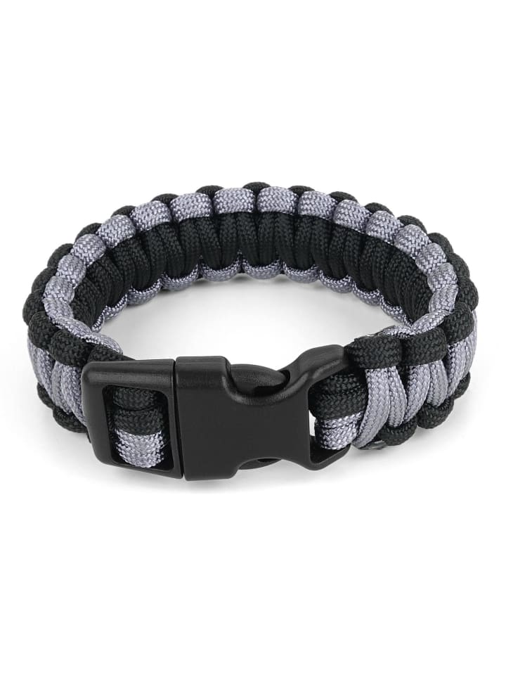 Survival-Armband Paracord 17 mm Medium in Schwarz/Grau