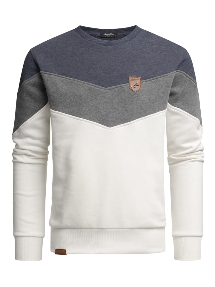 Sweatshirt mit Rundhalsausschnitt PALMDALE in Blau/Anthrazit/Weiß