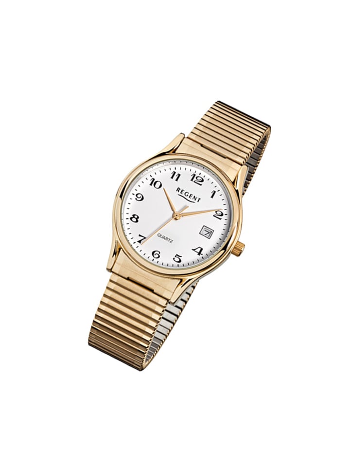 Analog-Armbanduhr Regent Zugarmband gold mittel (ca. 36mm)