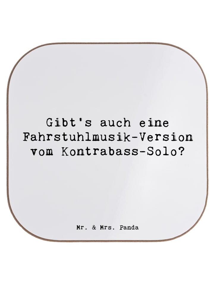 Tisch-Untersetzer Spruch Kontrabass Solo mit Sp... in Weiß