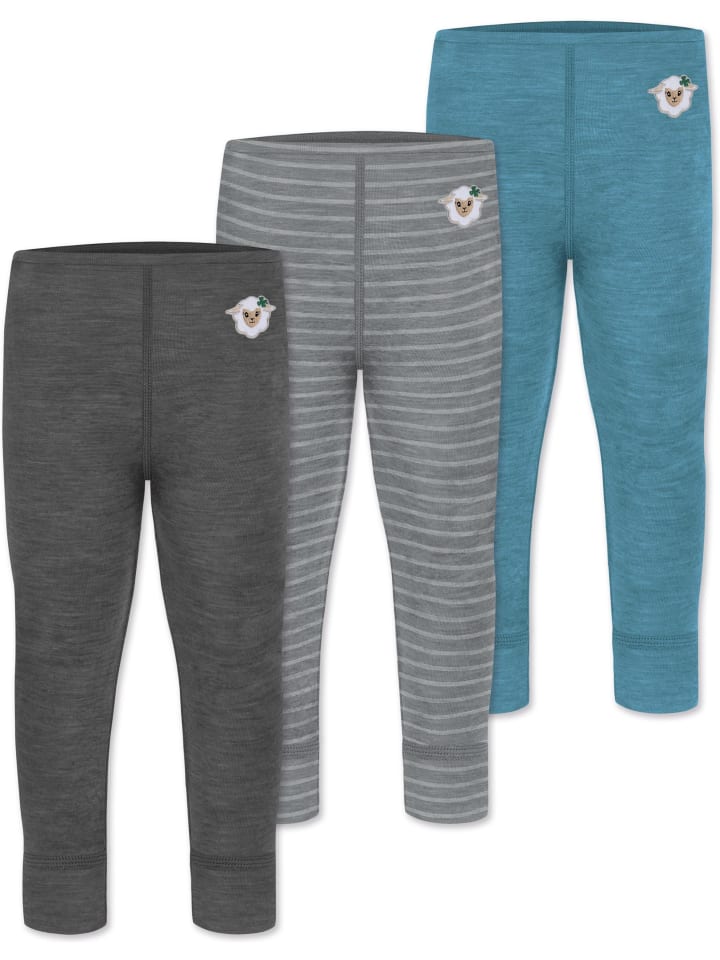 3er Pack Baby Merino Hose Unterhose Tutira in Blau/Grau/Anthrazit