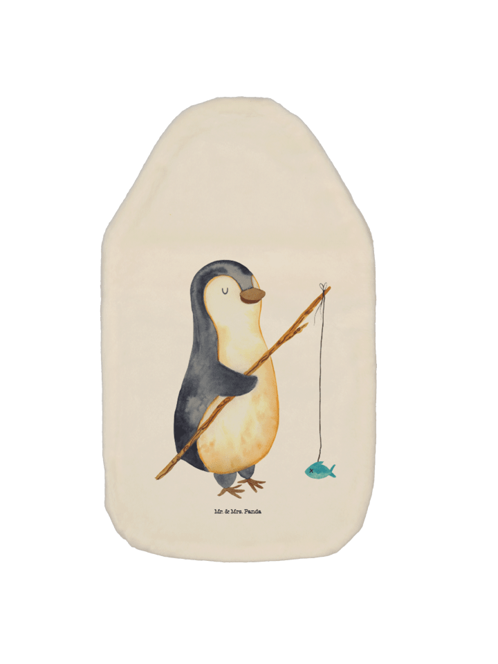 Wärmflasche Pinguin Angler ohne Spruch in Weiß