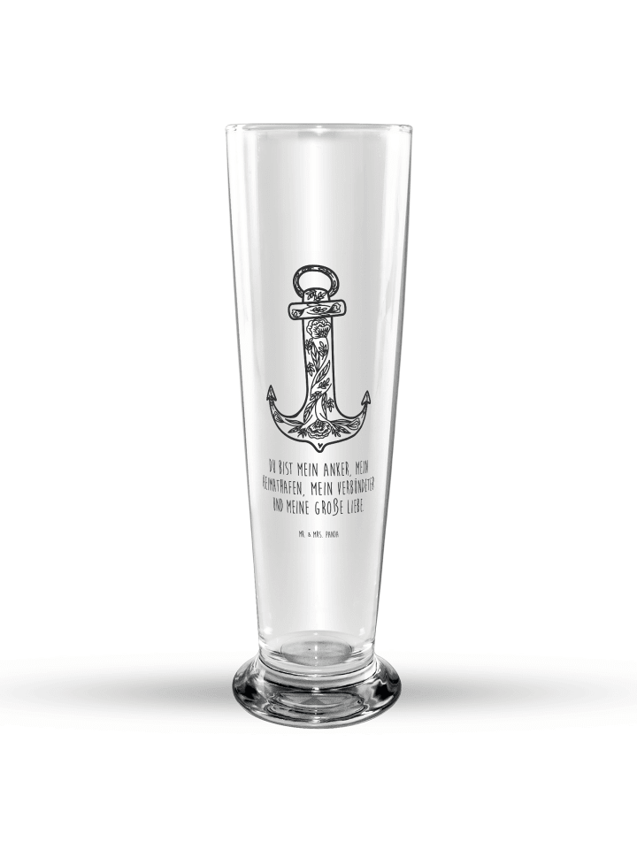Willibecher Anker Blau mit Spruch in Transparent