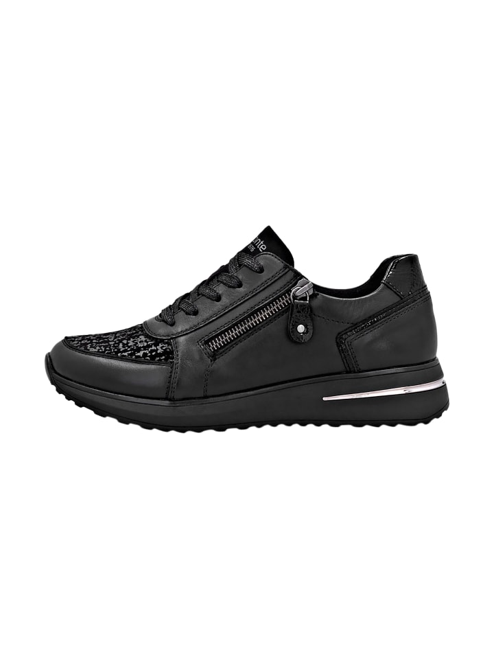 Minato Sneakers mit Schnürung und Reißverschluss Schwarz