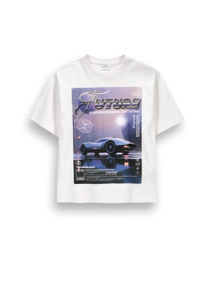 Baumwoll-T-Shirt mit kurzen Ärmeln in weiß