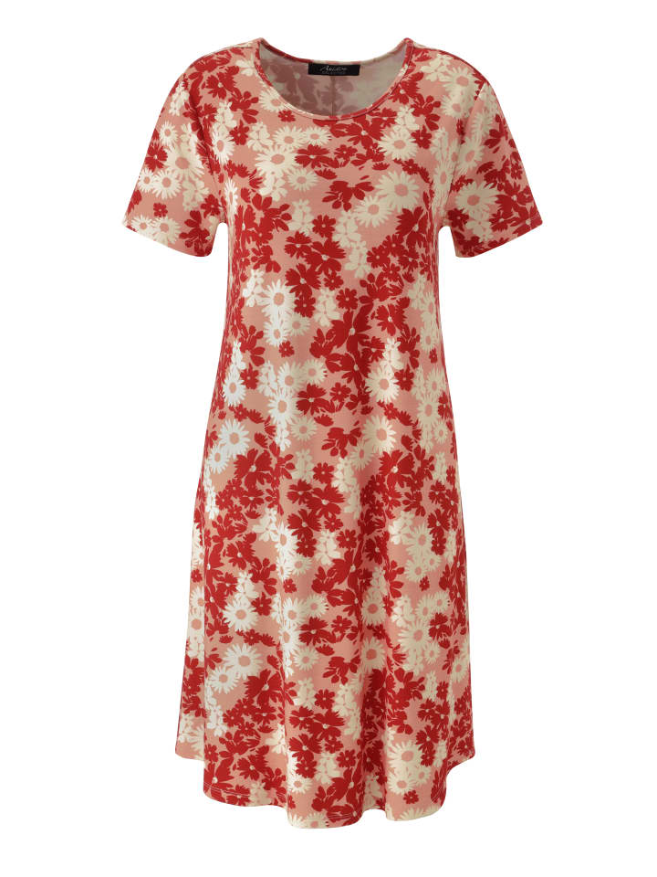 Jerseykleid in rosa-rot-weiß