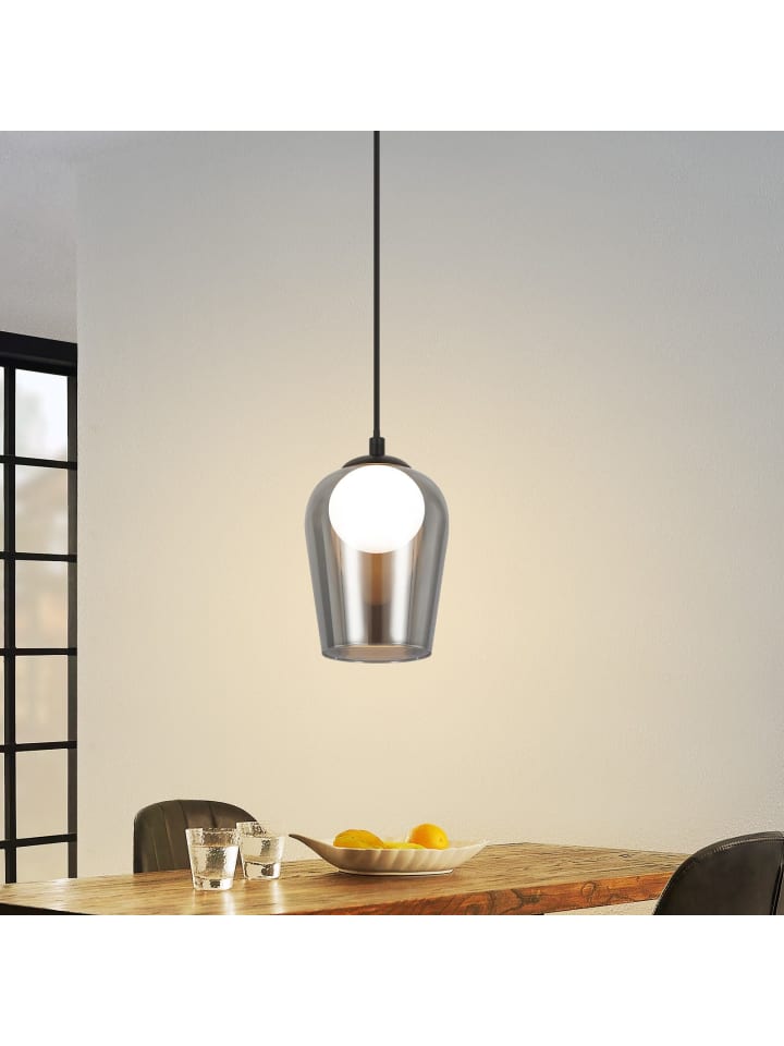 Pendelleuchte in rauchgrau Glas 1-flammige G9 Vintage H 120CM Bogen-Design