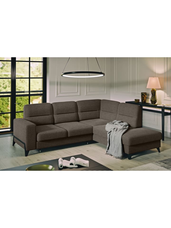 Cassada Recamiere Rechts in Braun - (L) 237 x (B) 277 x (H) 100 cm