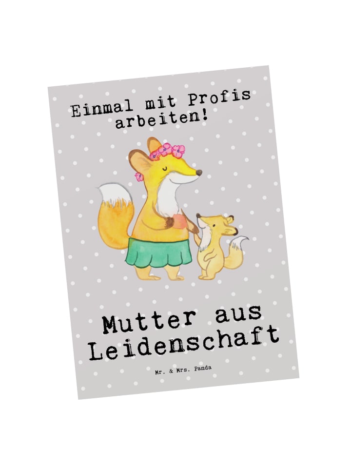Postkarte Mutter Leidenschaft mit Spruch in Grau Pastell