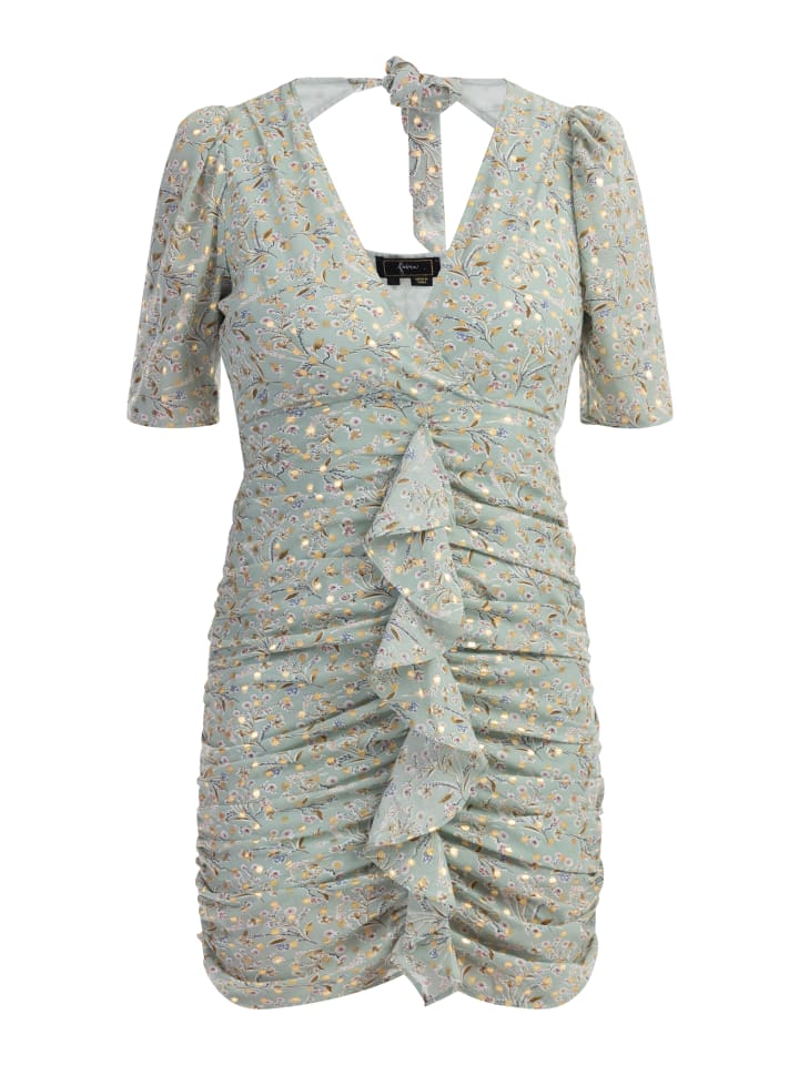 Damen Drapiertes Kleid in Grün Mehrfarbig