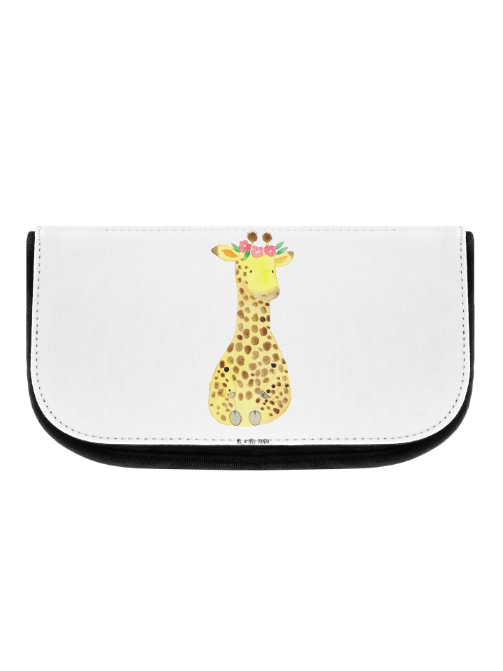 Kosmetiktasche Giraffe Blumenkranz ohne Spruch in Weiß