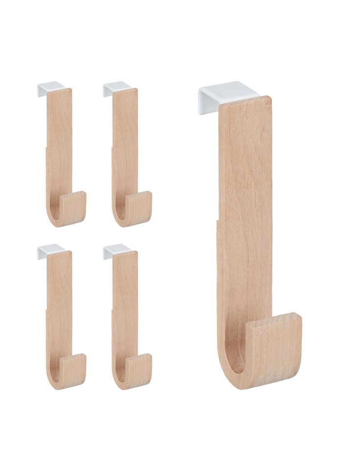 25x Türhaken in Weiß/Natur - (B)2,5 x (H)13 x (T)6 cm