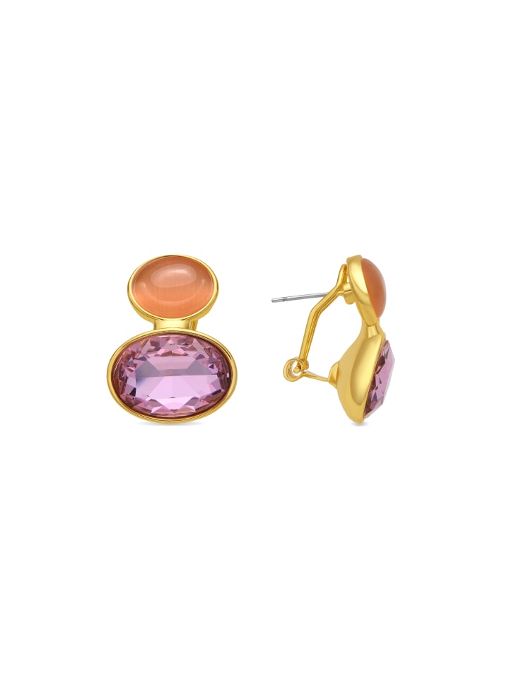 Ohrringe mit 18-karätiger Gelbgold-Veredelung und violettem Kristall – Sigro