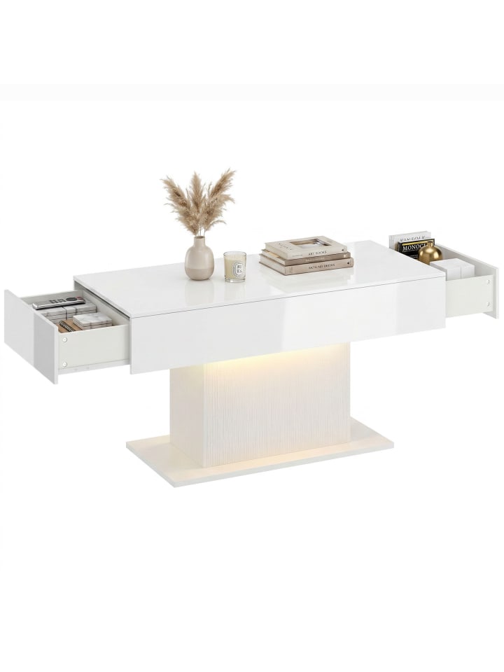 Couchtisch in Hochglanzweiß 108L x 48B x 55H cm