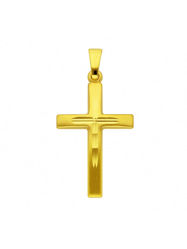 Damen & Herren 333 Gold Kreuz Anhänger in gold