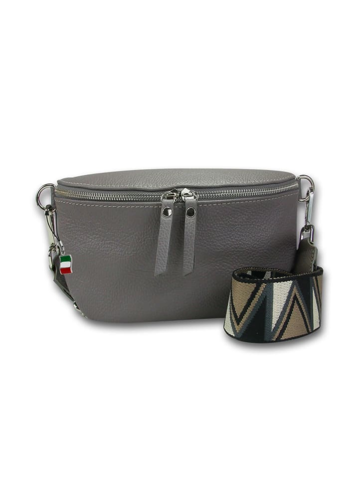Leder Gürteltasche Florence Tasche grau, mehrfarbig ca. 25cm