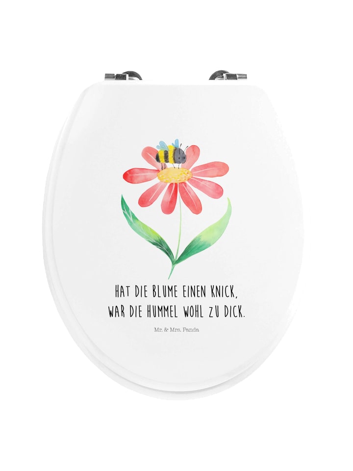 Toilettendeckel Hummel Blume mit Spruch in Weiß