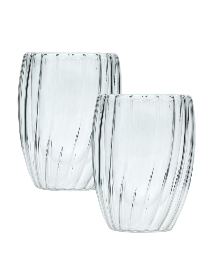 Doppelwandiges Thermo Glas Teeglas Kaffeeglas in 2x 210ml Transparent