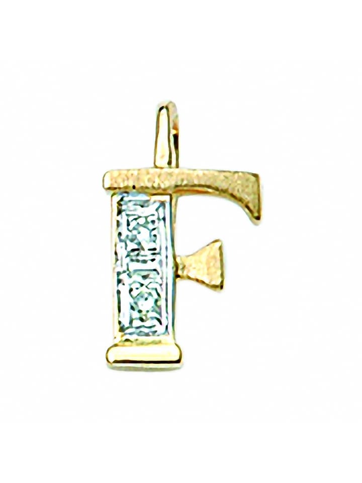 Damen & Herren 585 Gold Buchstabenanhänger F mit Diamant in gold