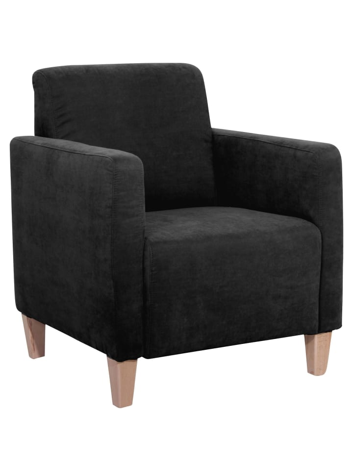 SESSEL Karol Bezug Veloursstoff Buche natur / schwarz