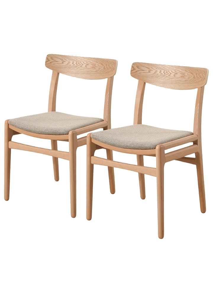home24 Esszimmerstuhl 2er-Set - 195 x 44 x 87 cm in Beige