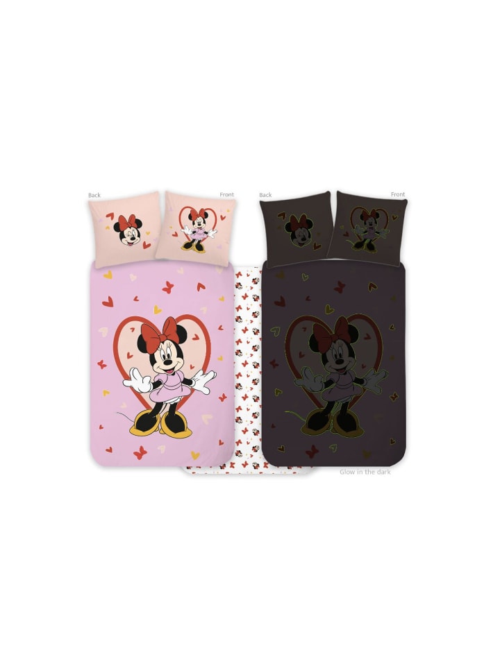 Minnie Heart leuchtende Kinderbettwäsche 100x135cm