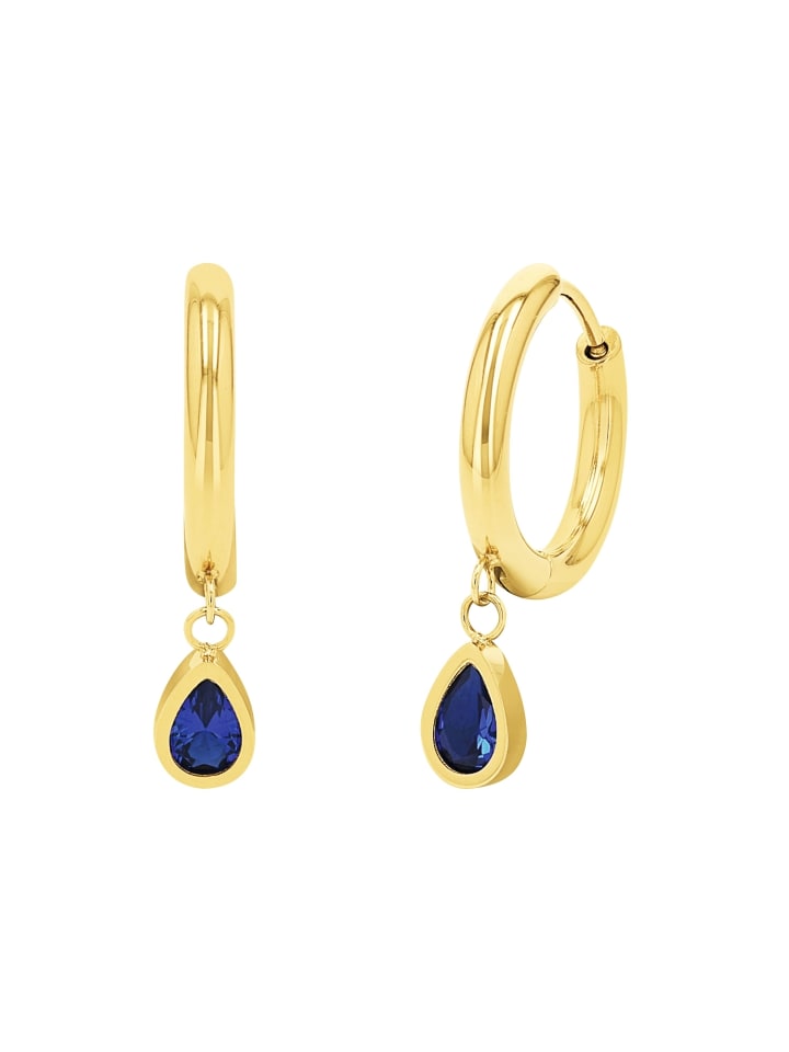 Creolen Edelstahl, IP gold in Blau