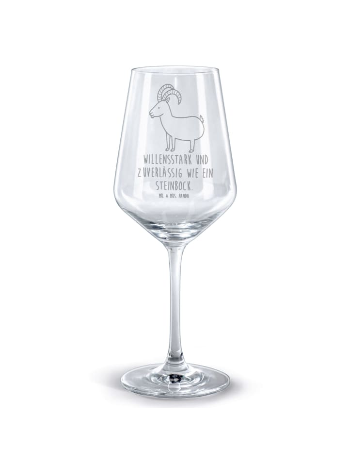 Weinglas Sternzeichen Steinbock mit Spruch in Transparent