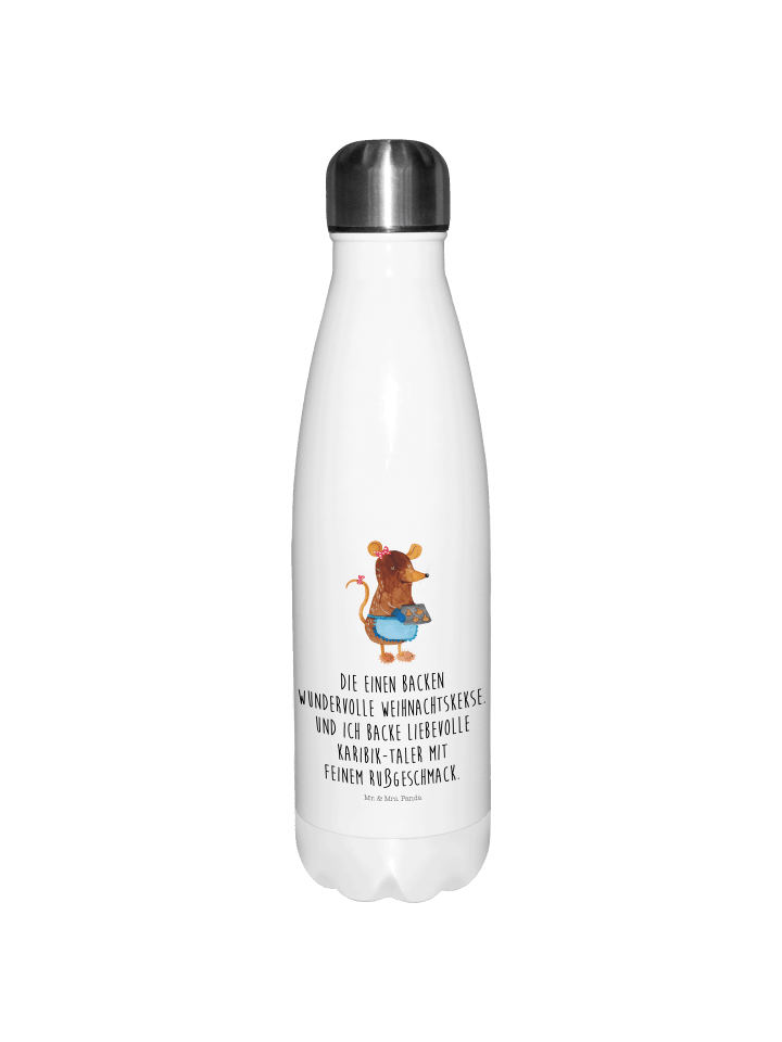 Trinkflasche Maus Kekse mit Spruch in Weiß
