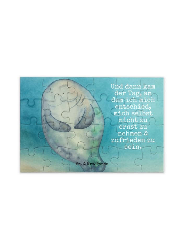 Puzzle Seekuh Happy Design mit Spruch in Weiß