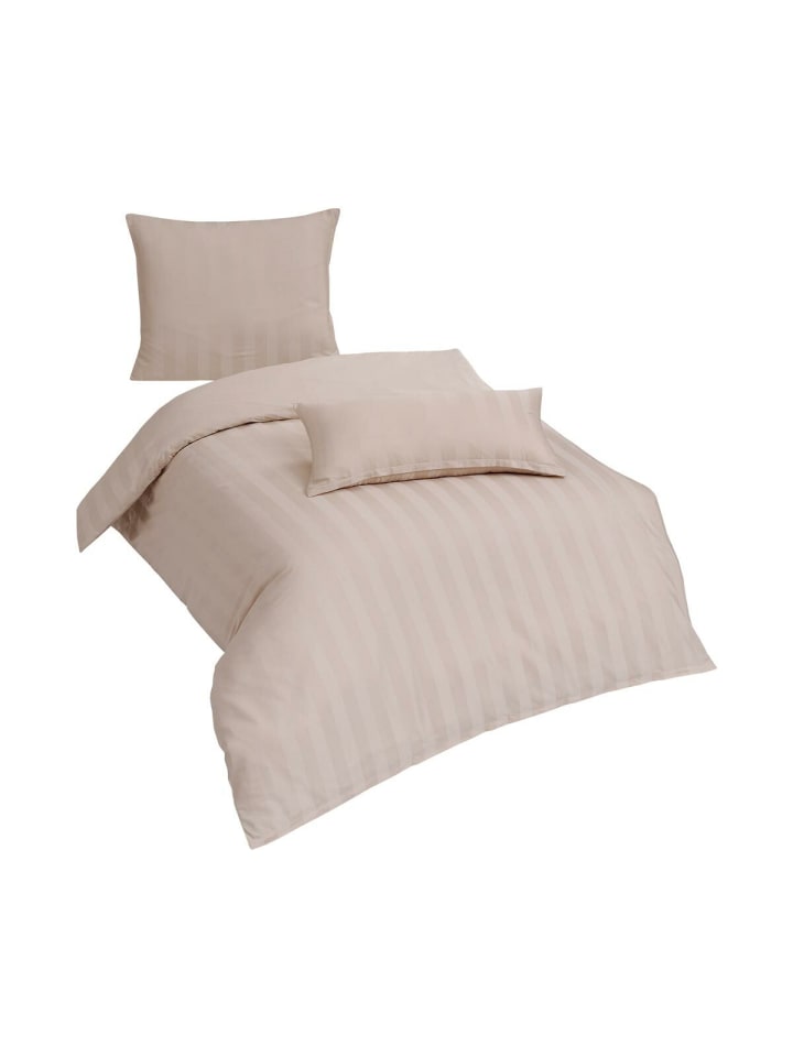 Bettwäsche Uni Streifen in beige