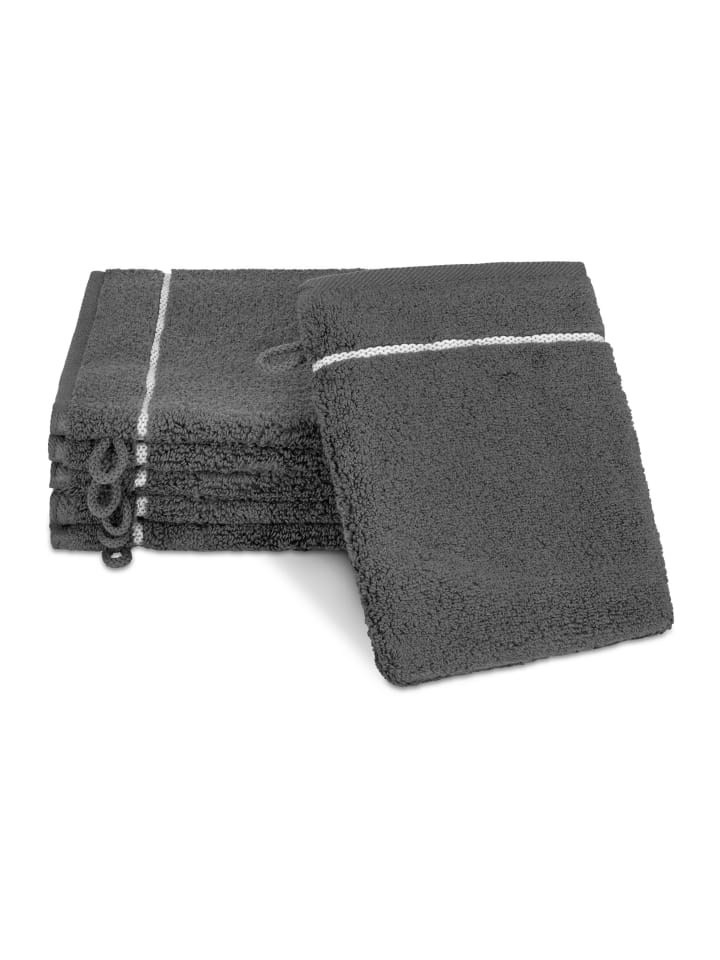 6 X Waschhandschuh im Set Sensual Skin Karo in Anthrazit