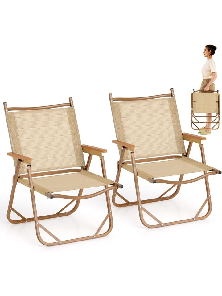 2er Set Campingstühle klappbar in Beige