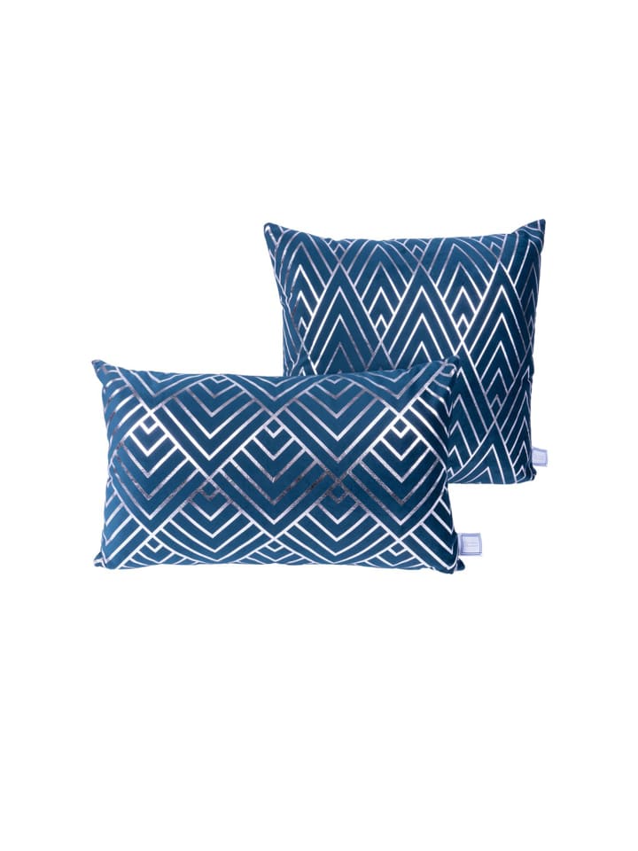 Dekokissen Prisma 225 2er-Set in blau - silber