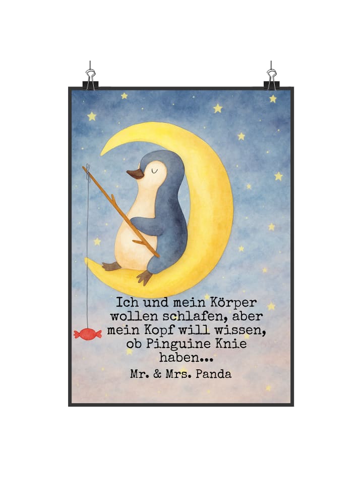 Plakat Pinguin Mond Design mit Spruch in Weiß