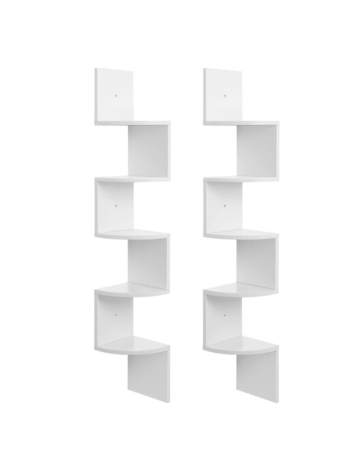 2er-Set: Eckregal in weiß - (B)20 x (H)126 x (T)20 cm