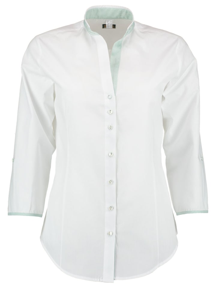 Trachtenbluse Bamua in weiß-mint