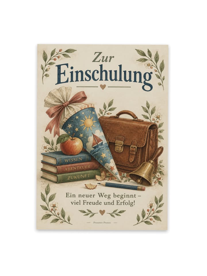 Postkarte Schultüte nostalgisch Design mit Spruch in Weiß