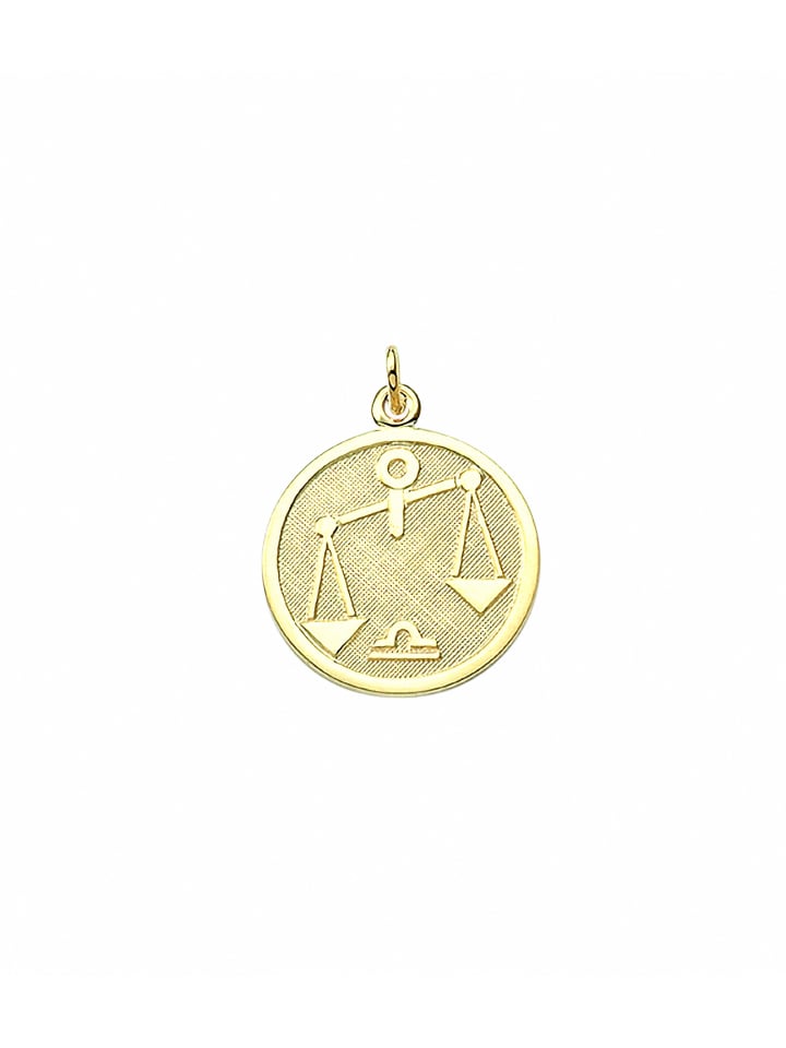 Damen & Herren 333 Gold Sternzeichen Anhänger Waage Ø 16 mm in gold